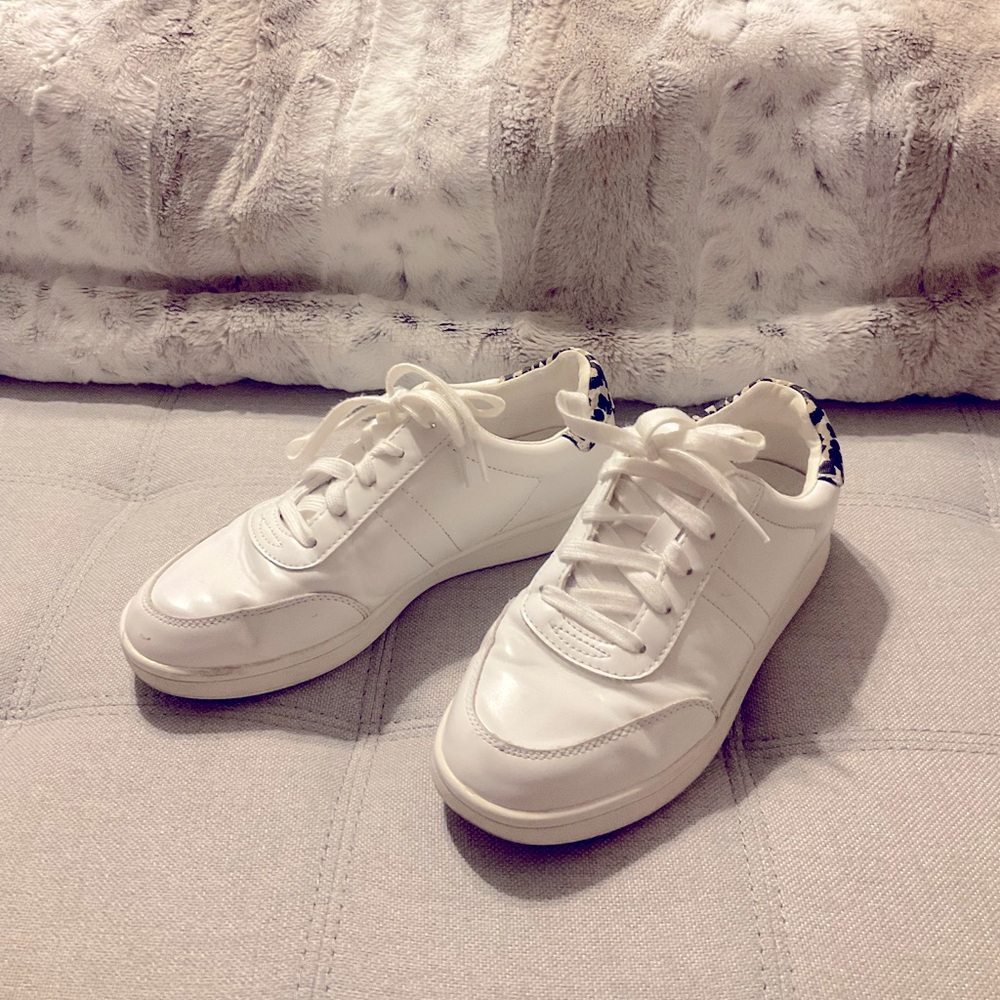 Old Navy white and leopard faux leather sneakers